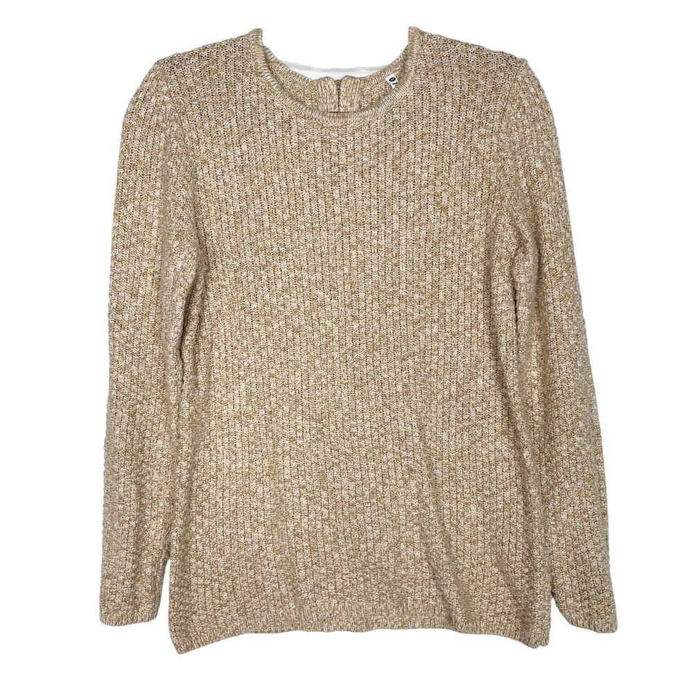 Lea & Nicole Medium M Tan Brown Marled Crew Neck Sweater Cotton Blend Womens